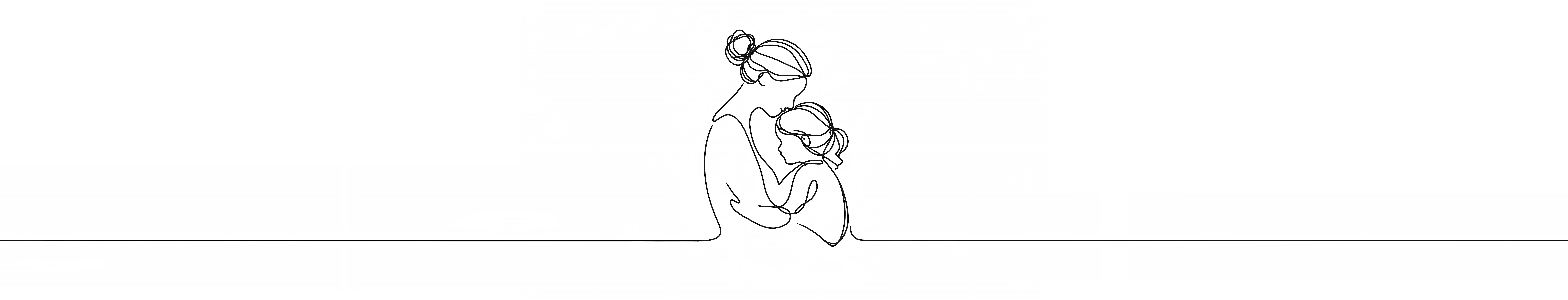 Line illustration of a mother embracing her child